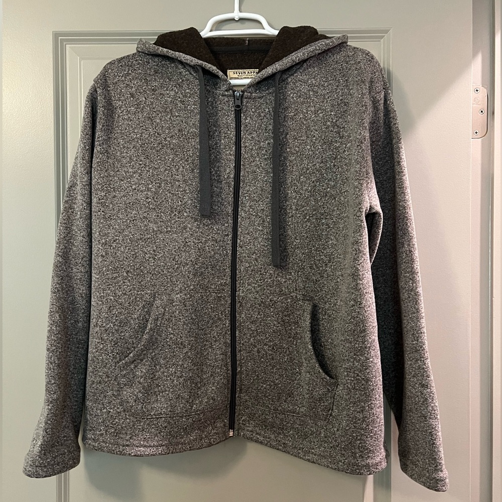 Seven Apparel Brown Heathered Zip-Up Hoodie Jacket – Size Large